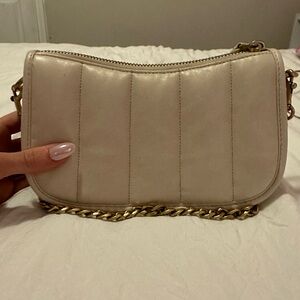 Coach Cream Shoulder Bag with Gold Chain